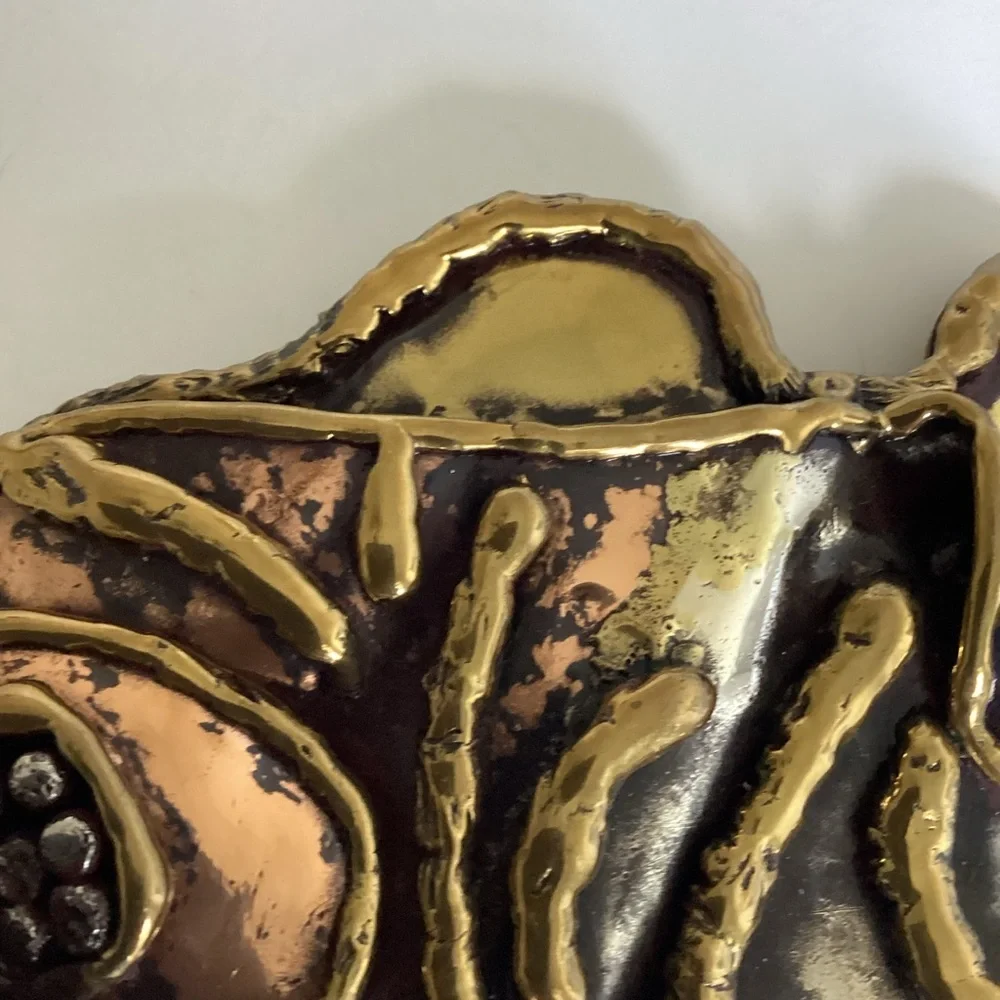 Luciano Vintage Modernist Brutalist Mixed Metal Belt Buckle Abstract